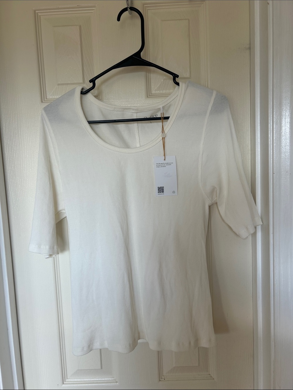 Quince Cream Short Sleeve Knit Top